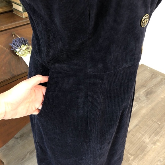 Kristinit brand navy corduroy dress with bronze buttons - Picture 3 of 4